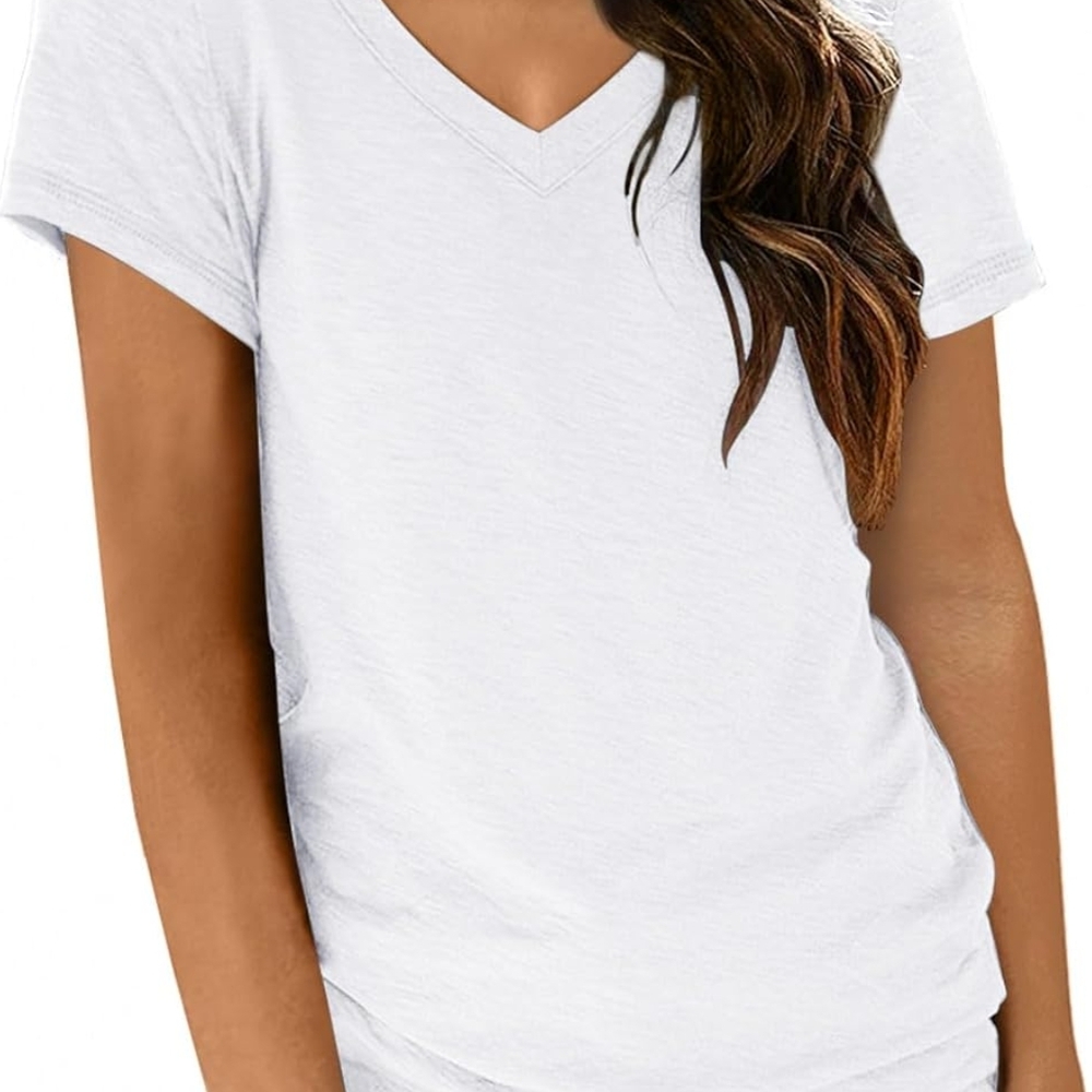 Classic White V-Neck Women's Top